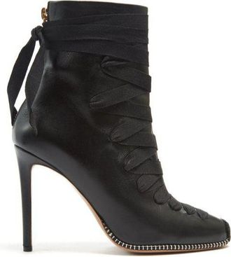 Altuzarra Black Lace-up Leather Ankle Boots Size 40