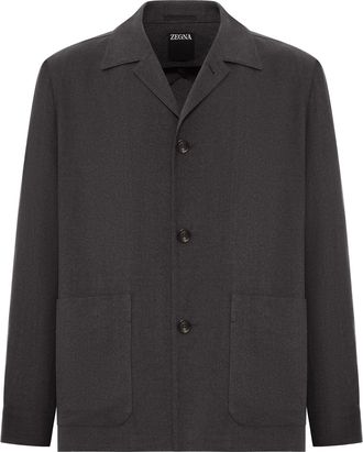 Ermenegildo Zegna WOOL AND LINEN MIX JACKET WITH PATCHED POCKETS - Zegna - Man