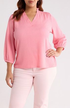 Jones New York Smocked Shoulder Popover Top in Coral Canyon at Nordstrom, Size 3 X