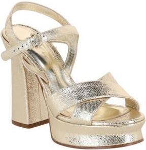Ferragamo Sonya Metallic Leather Platform Sandal in Gold at Nordstrom Rack, Size 10.5