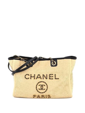 Chanel Deauville Tote Straw with Chain Detail Small shoulder bag - Neutrals
