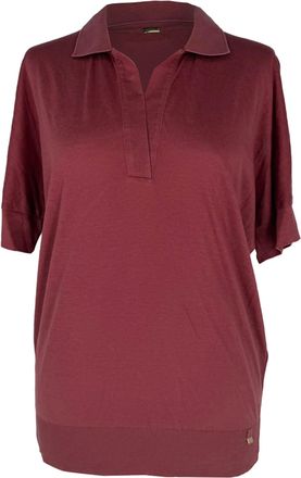 Herno V-Neck Polo Shirt in Burgundy Lyocell