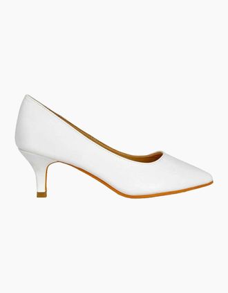 XY London Womens XY London Womens/Ladies Gwyneth Pointed Mid Stiletto Kitten Court Shoes - White - Size: 6
