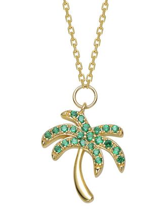 Rachel Glauber 14K Plated Cz Palm Necklace