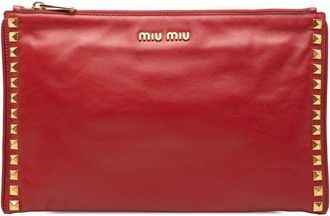 Miu Miu Pre-owned Miu Miu Studded Leather Zip Clutch CLJ9UFBIL2NZGJTC