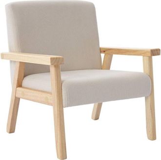 Sweeek Childrens scandi-style armchair, corduroy and rubberwood cream 47x43.5x50 cm - Isak kids