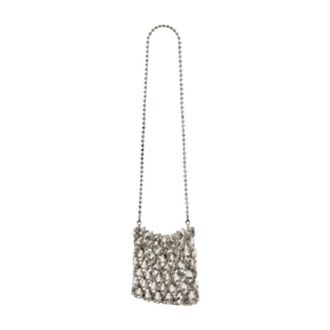 Self Portrait Crystal-Embellished Synthetic Crossbody Bag - Silver