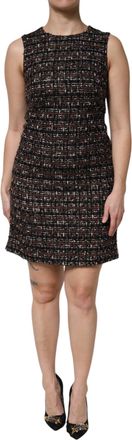 Dolce & Gabbana Womens Multicolor Sleeveless Mini Tweed A-Line Dress