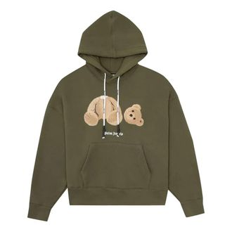 Palm Angels SS21 Bear Hoodie Military Brown PMBB058R21FLE0015660