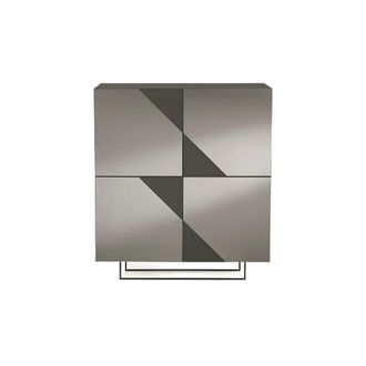 MondoViro Aparador de 4 puertas con espejo gris 140x50 h140 cm
