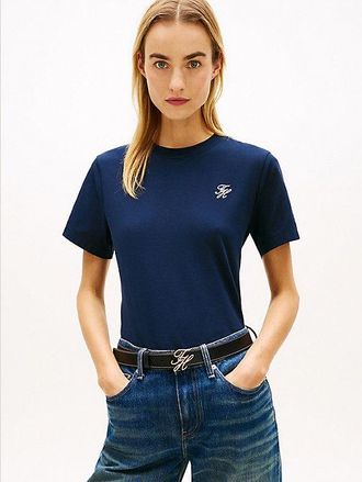 Tommy Hilfiger Logo Embroidery Jersey Crew Neck T-Shirt