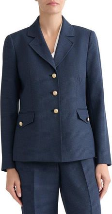 Kasper Houndstooth Microcheck Jacket in Blue Night/black at Nordstrom, Size 10