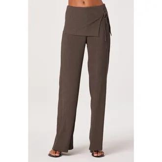 ASTR the Label Kyara Tie Waist Straight Leg Pants in Truffle at Nordstrom, Size Large