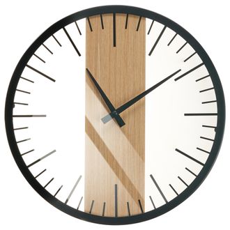 Beliani Reloj De Pared Negro Madera Clara 38 Cm Material Sint&eacute;tico Sin N&uacute;meros Villora
