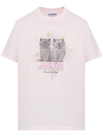 Ganni T-shirt con stampa - Rosa