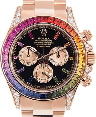 Rolex Rainbow Sapphire Daytona Chronograph Automatic Chronometer Diamond Black Dial Unisex Watch 116595 RBOW-0001