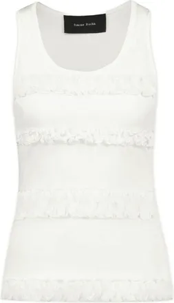 Simone Rocha Womens Ruffle-Trim Cotton Tank Top White Tops