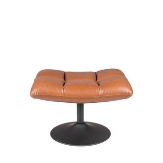 Dutchbone Taburete reposapi&eacute;s de polipiel marr&oacute;n vintage