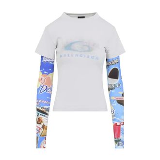Balenciaga Long Sleeve T-Shirts, female, Multicolor, XS, Double Sleeve T-Shirt