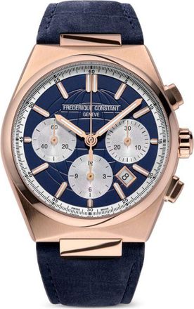 Frederique Constant Highlife Chronograph Automatic 41mm - men - Rose Gold Plated Stainless Steel/Calf Leather - One Size - Blue