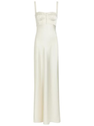 ANNA OCTOBER Aglaya Satin Maxi Dress - Ivory - L (UK14 / L)