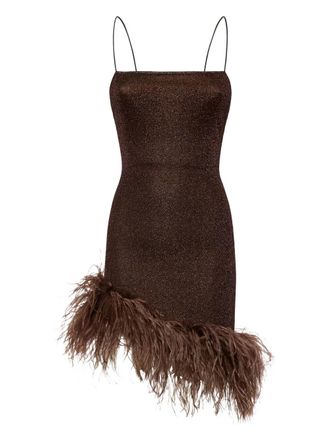Os&eacute;ree Lumi&egrave;re Plumage mini dress - Brown