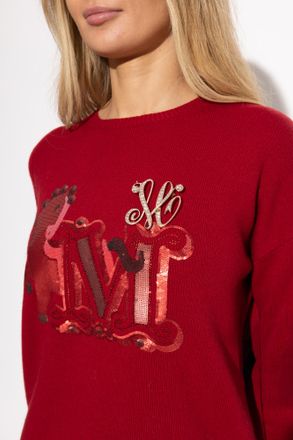 Max Mara Brooch With Shimmering Crystals, Womens, Gold