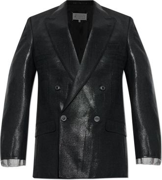 Maison Margiela Double-Breasted Blazer - Heren - Blazers - Zwart - L - Katoen - Jassen