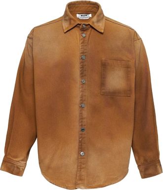 Msgm Camicia denim con bottoni - Marrone