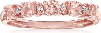 Ross-Simons Morganite Ring With Diamond Accents in 18kt Rose Gold Over Sterling