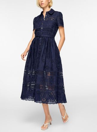 Self Portrait Womens Guipure embroidery buttoned midi dress