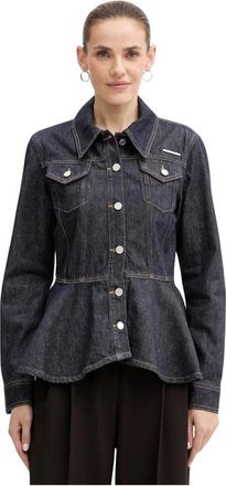 Karl Lagerfeld Peplum Denim Jacket - Dames - Spijkerjassen - Blauw - S - Denim - Jassen