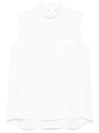 sacai Blusa con collo rialzato e abbottonatura sul retro - Bianco