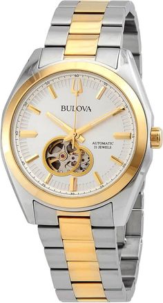 Bulova Surveyor Automatic Silver Dial Two-tone Mens Watch 98A284