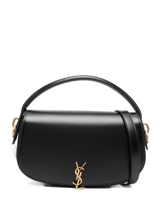 Saint Laurent logo-plaque curved shoulder bag - Black