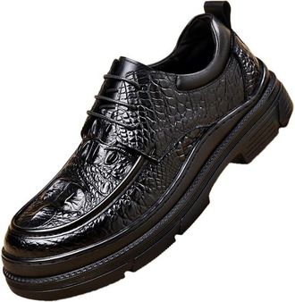 Generic Mens Broad Toe Oxford Shoes Full Grain Leather Business Formal Shoes Slip Resistant Rubber Sole Dress Shoes Versatile Work Shoes for Men(Black,8.5)