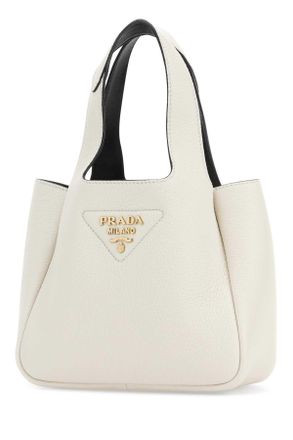 Prada Womens White Leather Handbag Bianco-Nero 1 Borse A Mano Bianco/nero Bag