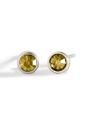 Mint & Lily Birthstone Bezel Studs in Silver /August Peridot at Nordstrom