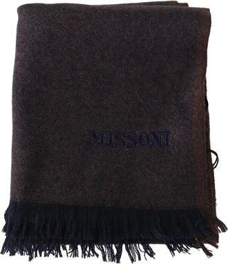 Missoni Winter Scarves, male, Brown, Size: ONE SIZE Luxury Cashmere Scarf with Logo Embroidery