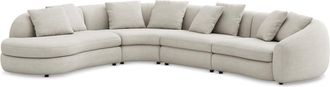 Castlery Fable Extended Chaise Sectional Sofa Left Facing Customized, Performance Linen Weave, Sand, Spill Resistant, Ultra Deep Seats for Castlery Sofas, Grey