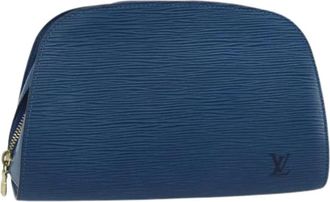 Louis Vuitton Pre-owned Leather Pouch - Dames - Vintage Clutch - Blauw - ONE Size - Leer - Vintage