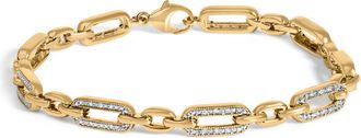 House of Brilliance Gold Vermeil 1/6 Cttw Diamond Paperclip Link Bracelet