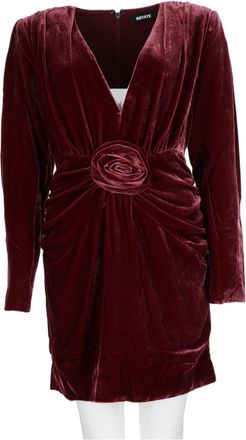 Rotate Mini Burgundy Velvet Dress With Rosette Detail