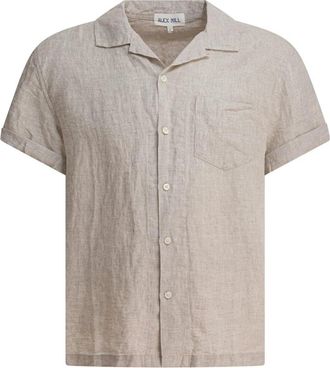 Alex Mill Camp Shirt - Heren - Korte mouwen Overhemden - Beige - S - Linnen - Overhemden