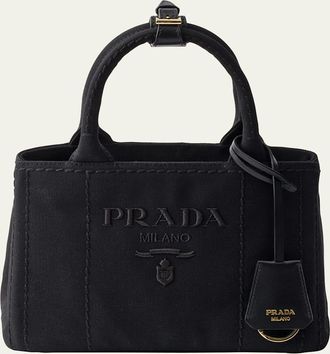 Prada Jardiniere Mini Cotton Canvas Top-Handle Bag
