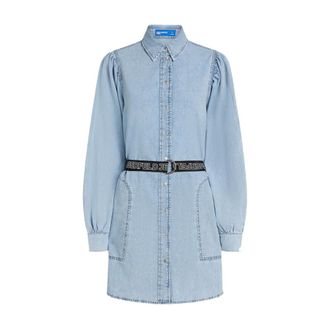 Karl Lagerfeld Kleedjes, Dames, Blauw, S, Denim, Mini Denim Jurk