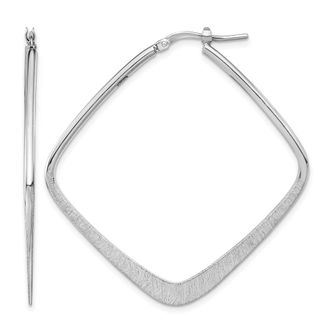 Diamond2Deal Sterling Silver Etched Square Shape Hoop Earrings