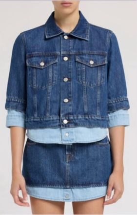 7 For All Mankind Double Layer Trucker Jacket In Shadow