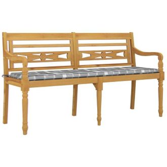 vidaXL Furniture Limited - Banco Batavia Con Coj&iacute;n Patr&oacute;n Cuadros Grises