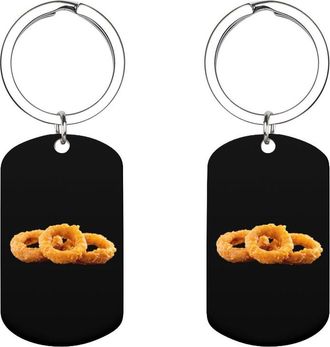 Generic Onion Rings Printed Stainless Steel Keychain Key Chain Rings Cute Funny Gifts for Women Men 1pcs